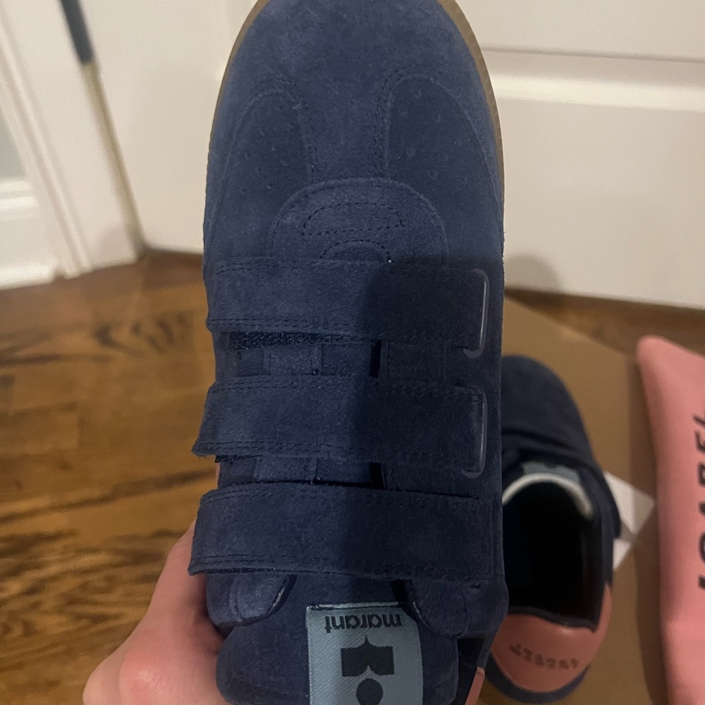 Brand New Isabel Marant Beth Low Top Sneaker in Blue Suede w Pink Logo Size 39 - Picture 9 of 10